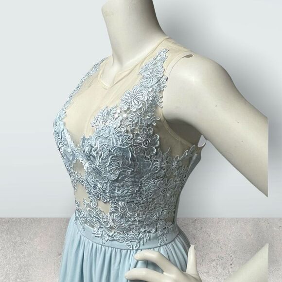 Maniju Light Blue Lace & Mesh Top Prom Formal Gown Sz 3X NWOT - Picture 3 of 10